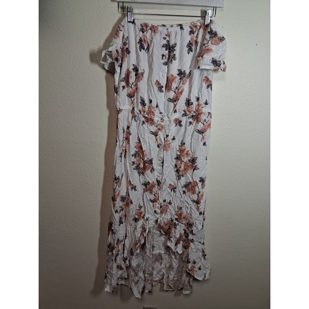 VTG J for Justify Boho Dress Off Shoulder Floral Cottage High Low Y2K Size XL